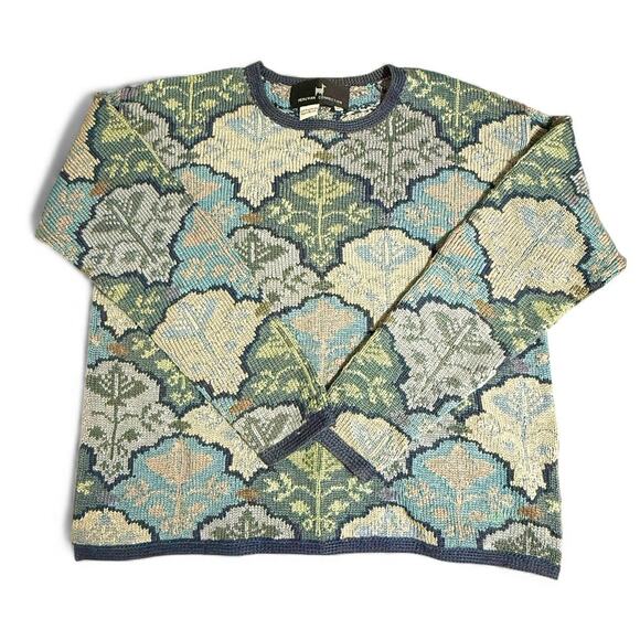 Peruvian Connection Size L Alpaca Pima Cotton Sweater Tapestry Knit Peru - Picture 4 of 6